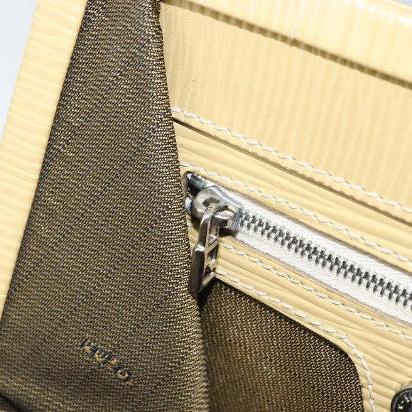 FENDI Handtasche Leder Elfenbein Silber Auth ARZ093