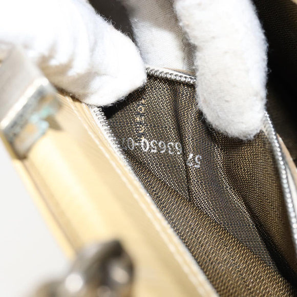 FENDI Handtasche Leder Elfenbein Silber Auth ARZ093
