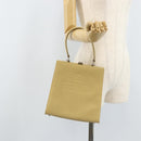 FENDI Handtasche Leder Elfenbein Silber Auth ARZ093-23