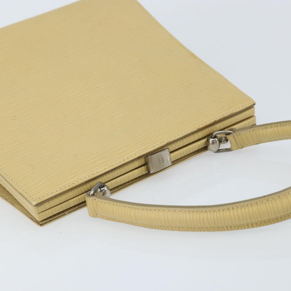 FENDI Handtasche Leder Elfenbein Silber Auth ARZ093