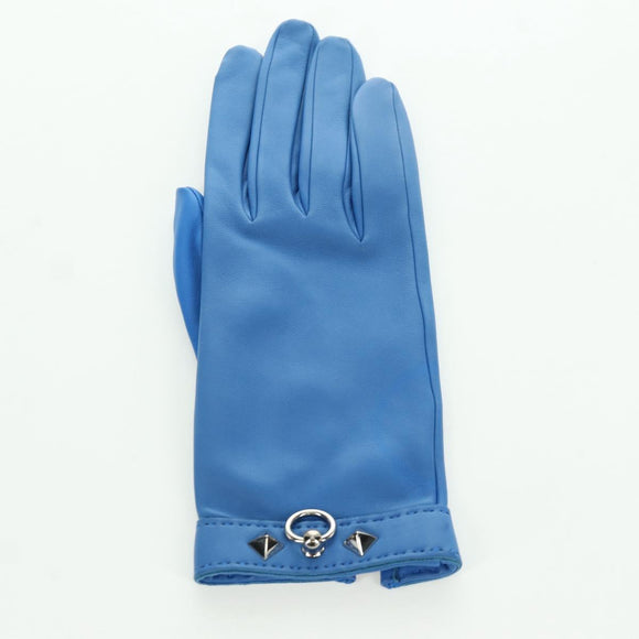 HERMES Medor Gloves Leather 6 1/2 Blue Auth ARZ096V
