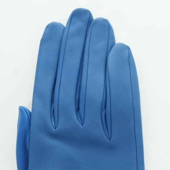 HERMES Medor Gloves Leather 6 1/2 Blue Auth ARZ096V