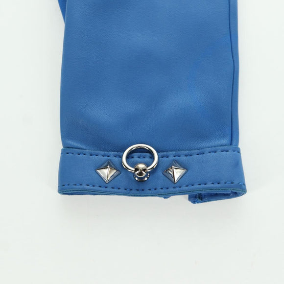 HERMES Medor Gloves Leather 6 1/2 Blue Auth ARZ096V