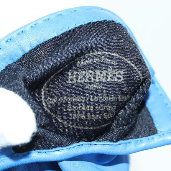 HERMES Medor Gloves Leather 6 1/2 Blue Auth ARZ096V