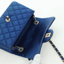 CHANEL Mini Matelasse 20 Chain Shoulder Bag Satin Blue Gold CC Auth ARZ097SAM-20