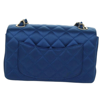 CHANEL Mini Matelasse 20 Chain Shoulder Bag Satin Blue Gold CC Auth ARZ097SAM - 0