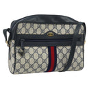 GUCCI GG Supreme Sherry Line Shoulder Bag PVC Navy Gold 56 02 005 Auth ARZ102-1