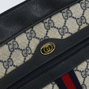 GUCCI GG Supreme Sherry Line Shoulder Bag PVC Navy Gold 56 02 005 Auth ARZ102-14