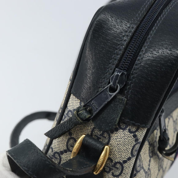 GUCCI GG Supreme Sherry Line Shoulder Bag PVC Navy Gold 56 02 005 Auth ARZ102