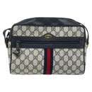 GUCCI GG Supreme Sherry Line Shoulder Bag PVC Navy Gold 56 02 005 Auth ARZ102-2
