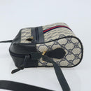 GUCCI GG Supreme Sherry Line Shoulder Bag PVC Navy Gold 56 02 005 Auth ARZ102-5