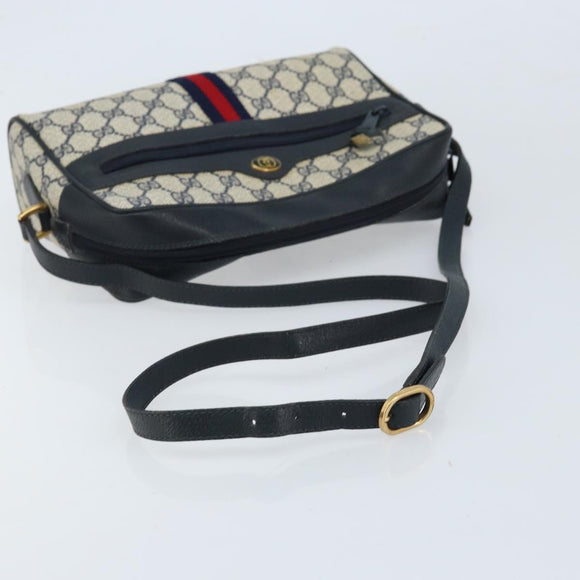 GUCCI GG Supreme Sherry Line Shoulder Bag PVC Navy Gold 56 02 005 Auth ARZ102