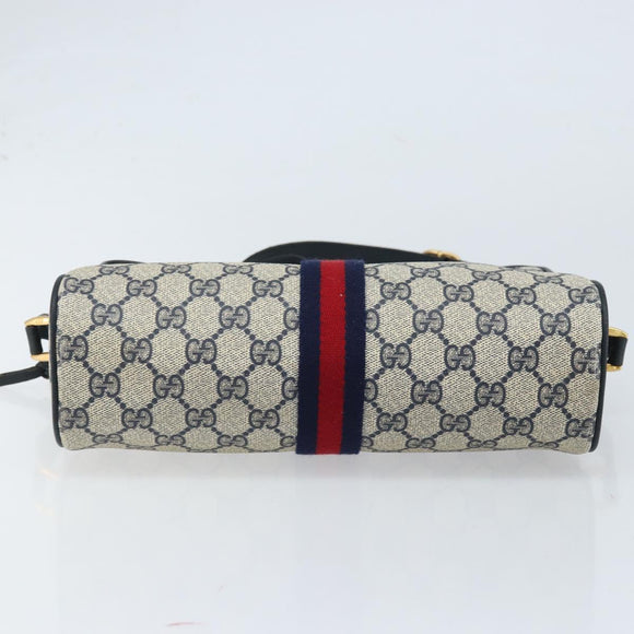 GUCCI GG Supreme Sherry Line Shoulder Bag PVC Navy Gold 56 02 005 Auth ARZ102