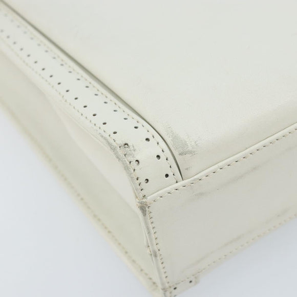 Salvatore Ferragamo Gancini Umhängetasche Leder Weiß Gold Auth ARZ115