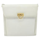 Salvatore Ferragamo Gancini Umhängetasche Leder Weiß Gold Auth ARZ115-2