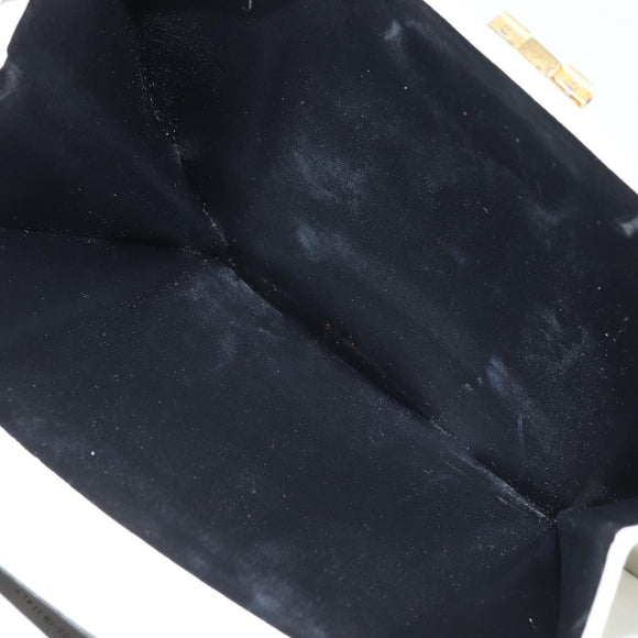 Salvatore Ferragamo Gancini Umhängetasche Leder Weiß Gold Auth ARZ115