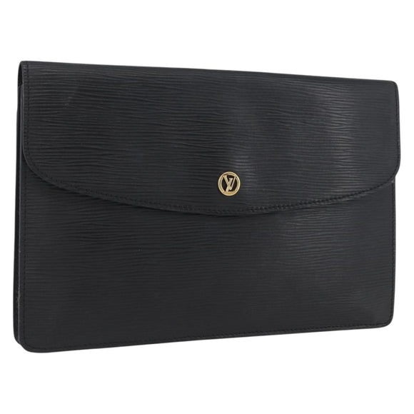 LOUIS VUITTON Epi Montaigne 27 Clutch Bag Black M52652 LV Auth ARZ117