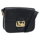 CELINE Horse Carriage Shoulder Bag Leather Black Gold Auth ARZ121-1