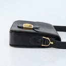 CELINE Horse Carriage Shoulder Bag Leather Black Gold Auth ARZ121-3
