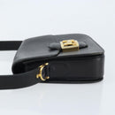 CELINE Horse Carriage Shoulder Bag Leather Black Gold Auth ARZ121-4