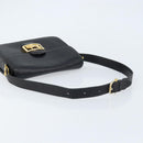 CELINE Horse Carriage Shoulder Bag Leather Black Gold Auth ARZ121-7