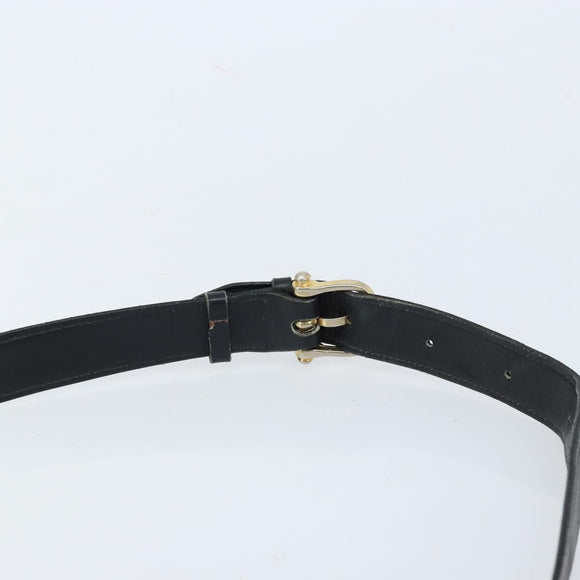 CELINE Horse Carriage Shoulder Bag Leather Black Gold Auth ARZ121