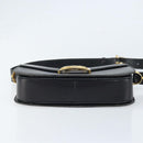 CELINE Horse Carriage Shoulder Bag Leather Black Gold Auth ARZ121-5