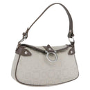 Salvatore Ferragamo Gancini Handtasche Canvas Grau Silber Auth ARZ122-1
