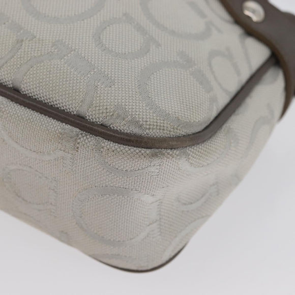 Salvatore Ferragamo Gancini Handtasche Canvas Grau Silber Auth ARZ122