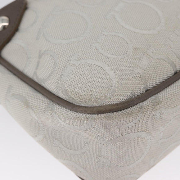 Salvatore Ferragamo Gancini Handtasche Canvas Grau Silber Auth ARZ122