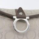 Salvatore Ferragamo Gancini Handtasche Canvas Grau Silber Auth ARZ122-18