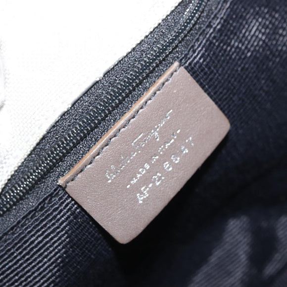 Salvatore Ferragamo Gancini Handtasche Canvas Grau Silber Auth ARZ122