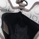 Salvatore Ferragamo Gancini Handtasche Canvas Grau Silber Auth ARZ122-19