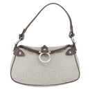 Salvatore Ferragamo Gancini Handtasche Canvas Grau Silber Auth ARZ122-13
