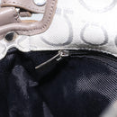 Salvatore Ferragamo Gancini Handtasche Canvas Grau Silber Auth ARZ122-21