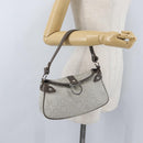 Salvatore Ferragamo Gancini Handtasche Canvas Grau Silber Auth ARZ122-23