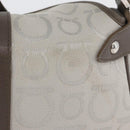 Salvatore Ferragamo Gancini Handtasche Canvas Grau Silber Auth ARZ122-3