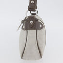 Salvatore Ferragamo Gancini Handtasche Canvas Grau Silber Auth ARZ122-4