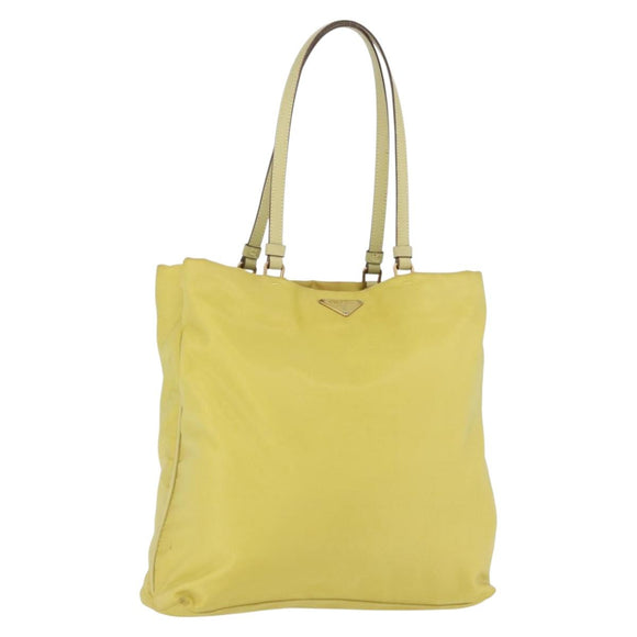 PRADA Tote Bag Nylon Yellow Gold Auth ARZ128