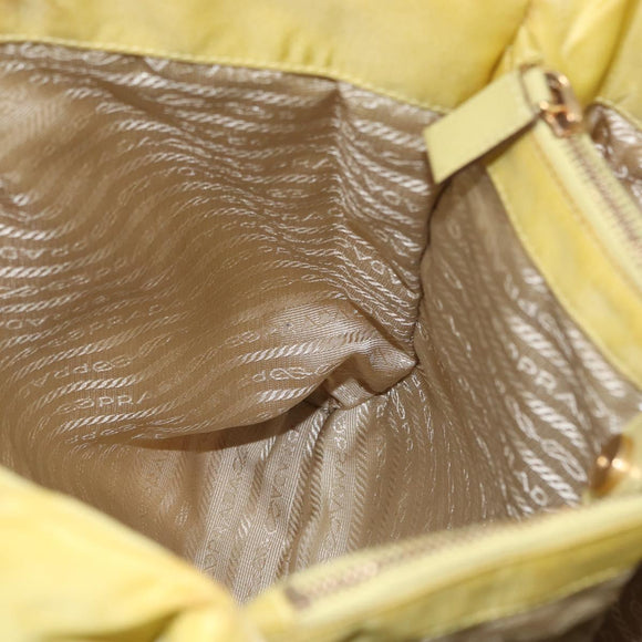 PRADA Tote Bag Nylon Yellow Gold Auth ARZ128