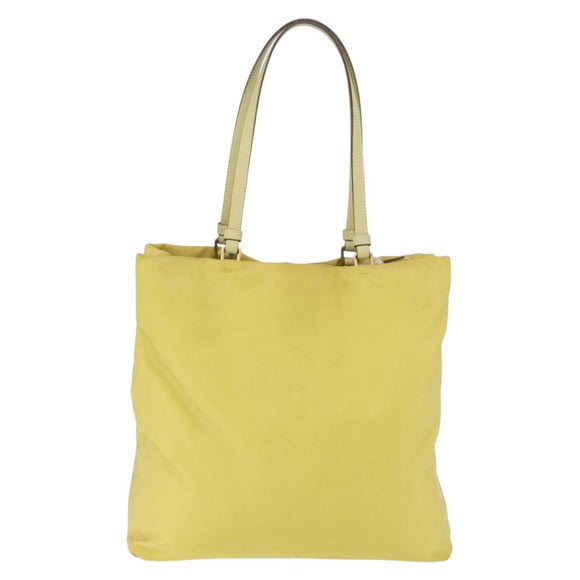 PRADA Tote Bag Nylon Yellow Gold Auth ARZ128