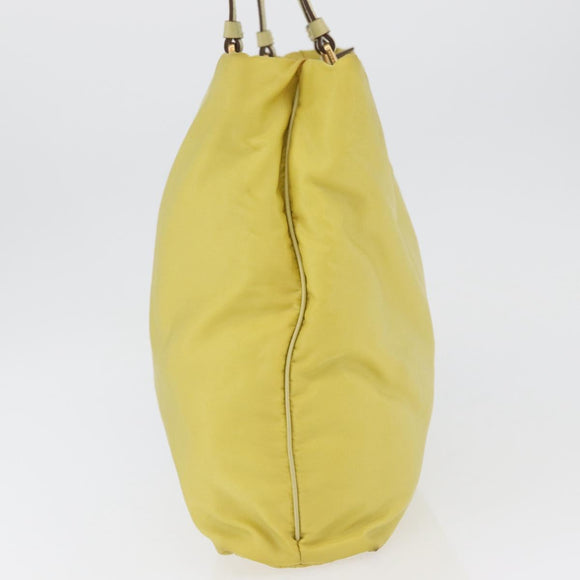 PRADA Tote Bag Nylon Yellow Gold Auth ARZ128
