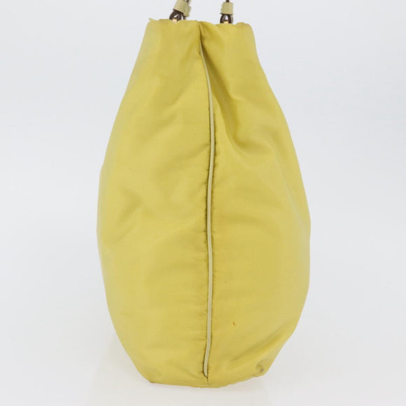 PRADA Tote Bag Nylon Yellow Gold Auth ARZ128