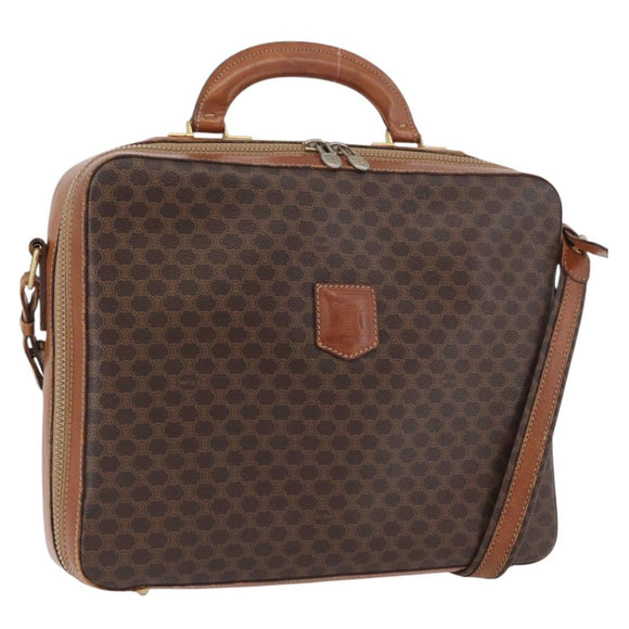 CELINE Macadam Canvas Business Bag PVC Leather 2way Brown Gold Auth ARZ129