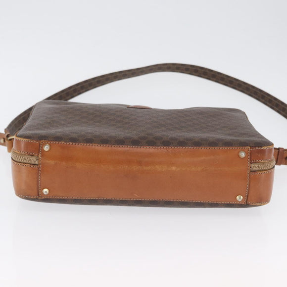 CELINE Macadam Canvas Business Bag PVC Leather 2way Brown Gold Auth ARZ129