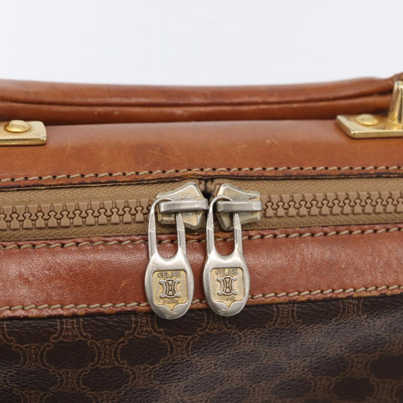 CELINE Macadam Canvas Business Bag PVC Leather 2way Brown Gold Auth ARZ129