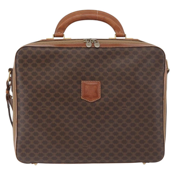 CELINE Macadam Canvas Business Bag PVC Leather 2way Brown Gold Auth ARZ129