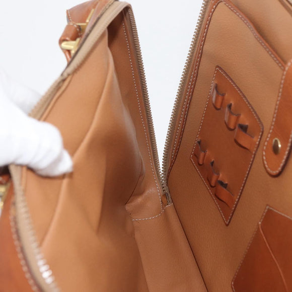 CELINE Macadam Canvas Business Bag PVC Leather 2way Brown Gold Auth ARZ129