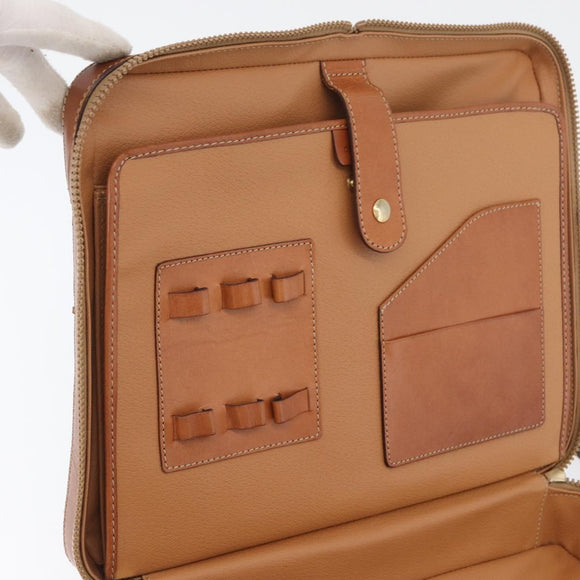 CELINE Macadam Canvas Business Bag PVC Leather 2way Brown Gold Auth ARZ129