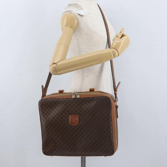 CELINE Macadam Canvas Business Bag PVC Leather 2way Brown Gold Auth ARZ129